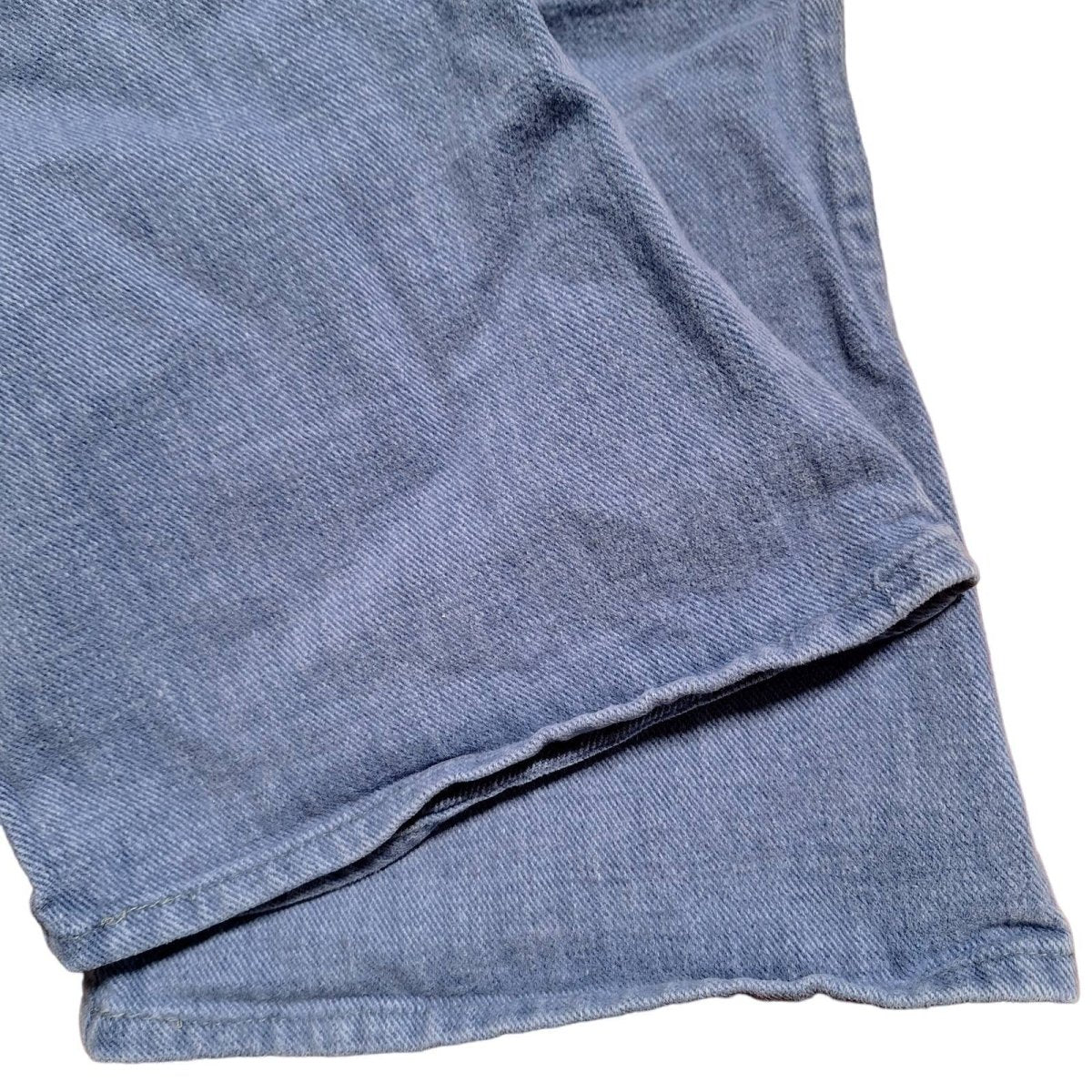 Vintage 70s Dusty Blue Denim Bellbottom Jeans Baby/Toddler Waist 17" to 22" Inseam 11" Length 18" - themallvintage The Mall Vintage