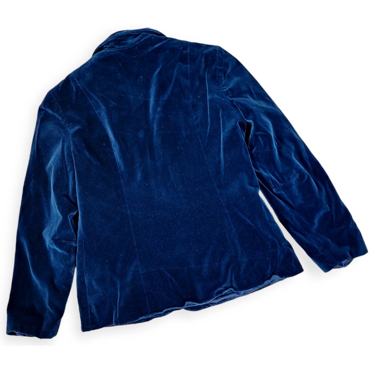 Vintage 70s Midnight Blue Velvet Blazer Jacket Women's Size Medium 8/10 - themallvintage The Mall Vintage