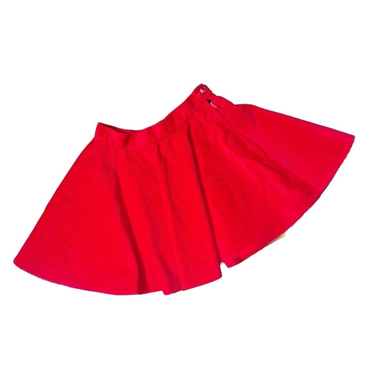 Vintage 70s Red Corduroy Full Circle Skirt AS IS Girls Size 6/6X - themallvintage The Mall Vintage