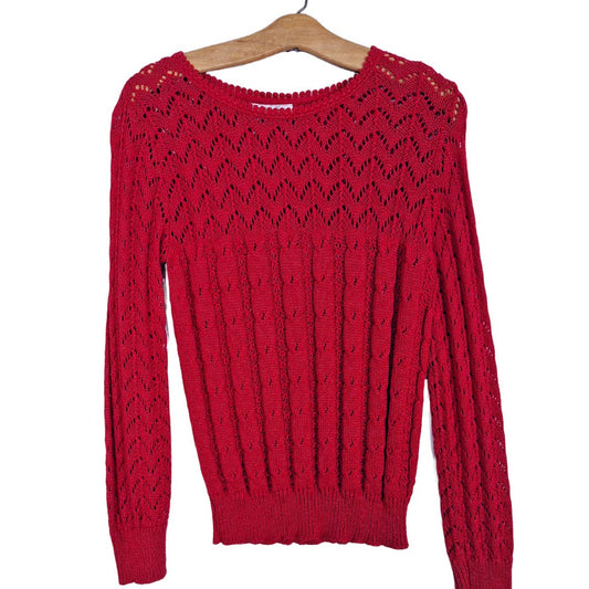 Vintage 70s Red Knit Sweater - themallvintage The Mall Vintage
