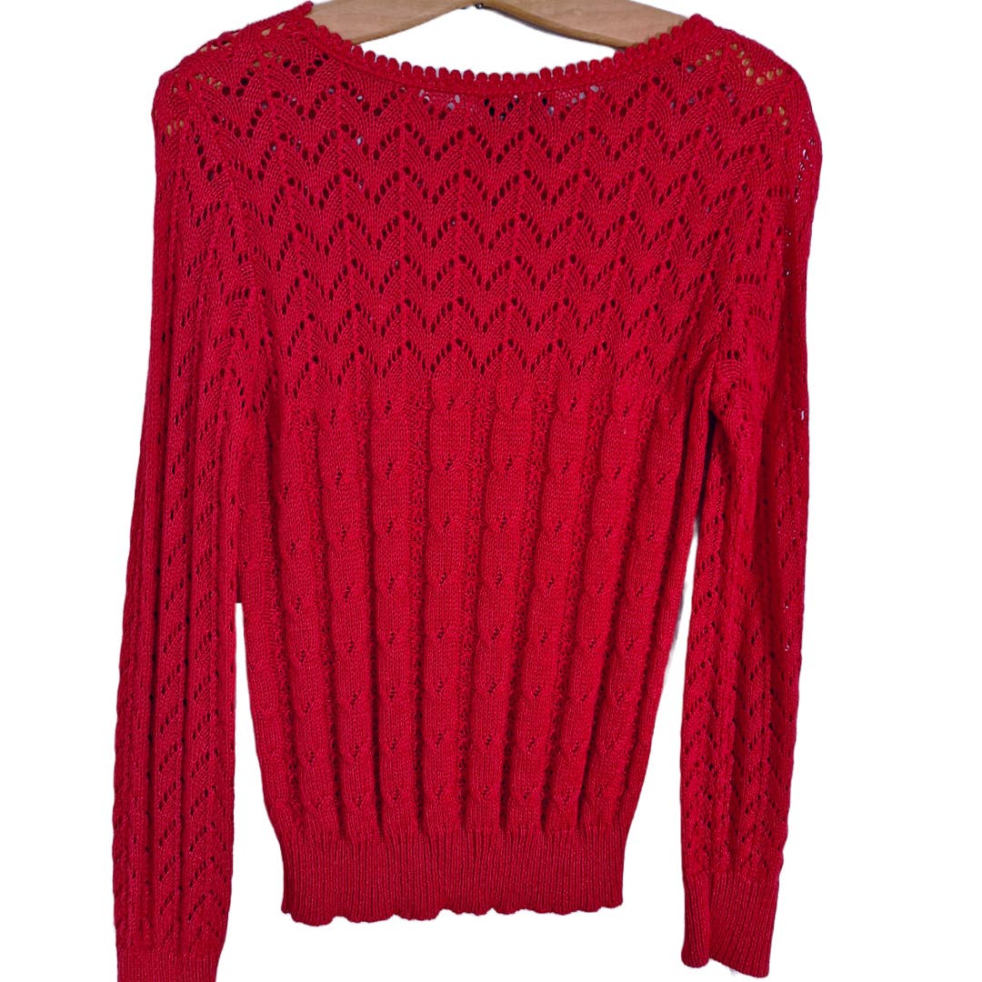 Vintage 70s Red Knit Sweater - themallvintage The Mall Vintage