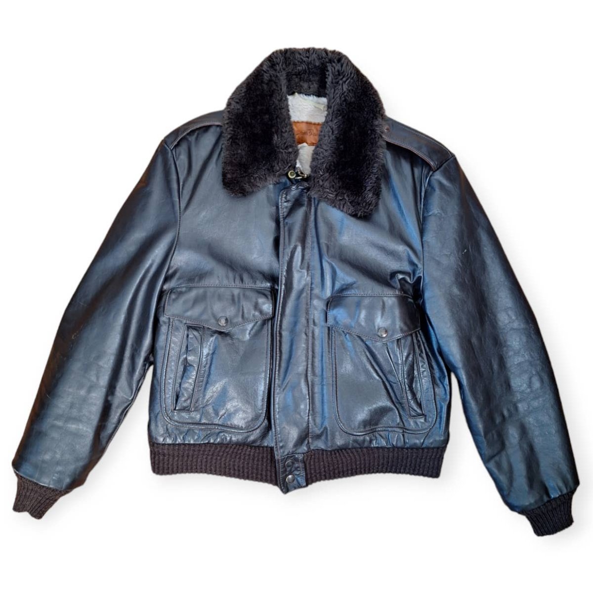 Vintage 70s/80s Brown Leather Bomber Jacket Men's Size 40 Mediun - themallvintage The Mall Vintage