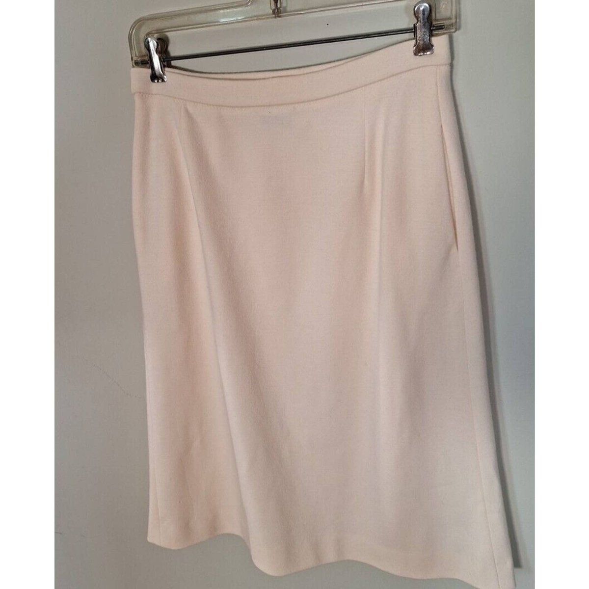 Vintage 70s/80s Cream Wool Button Front Midi Skirt Women Size 8 Medium - themallvintage The Mall Vintage