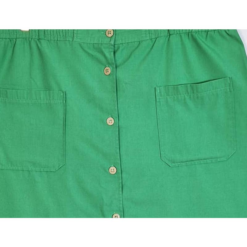 Vintage 70s/80s Green A Line Button Front Skirt Size 16 Waist 38 - themallvintage The Mall Vintage