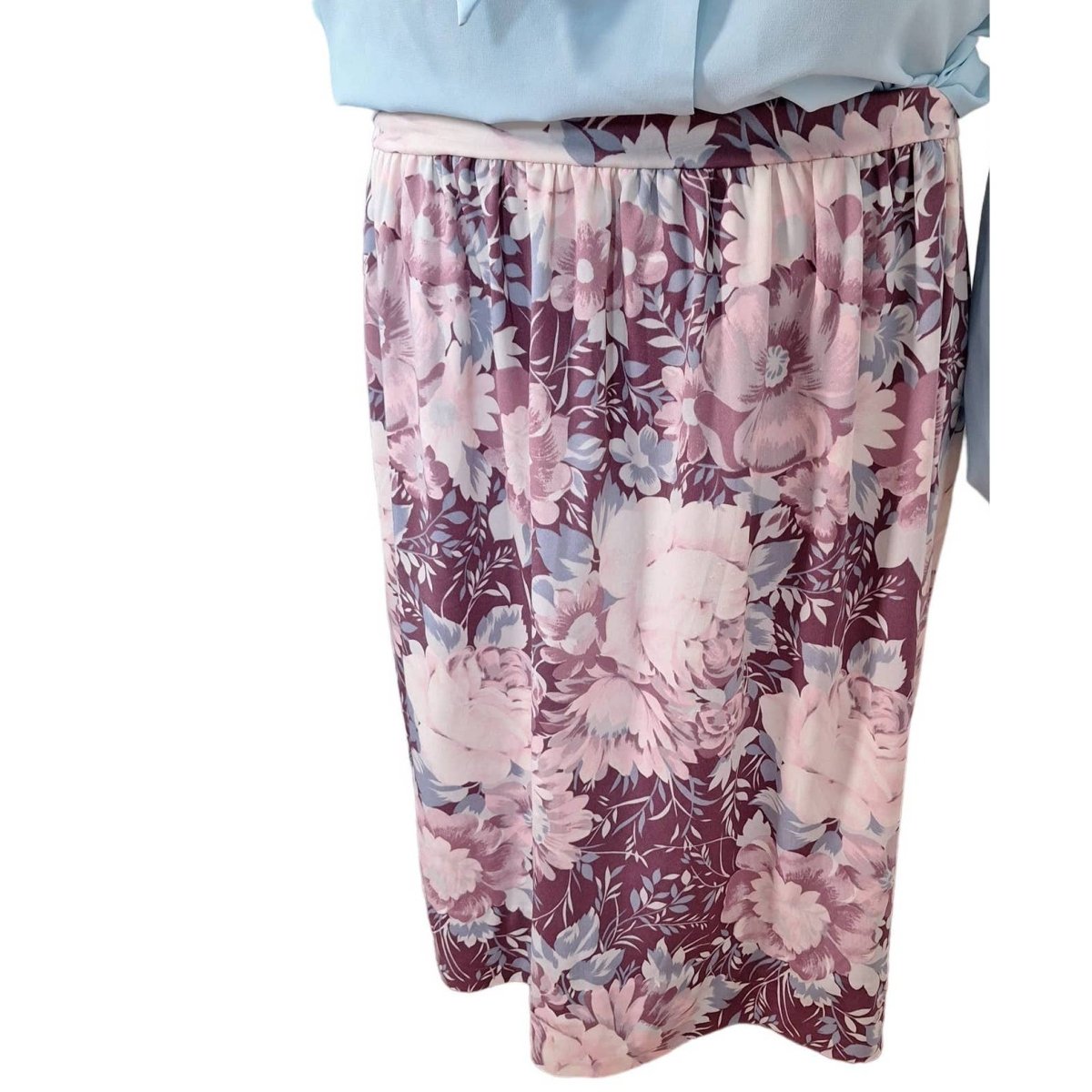 Vintage 70s/80s Mauve Rose Print Skirt Women's Size M/L/XL Waist 30" to 38" - themallvintage The Mall Vintage