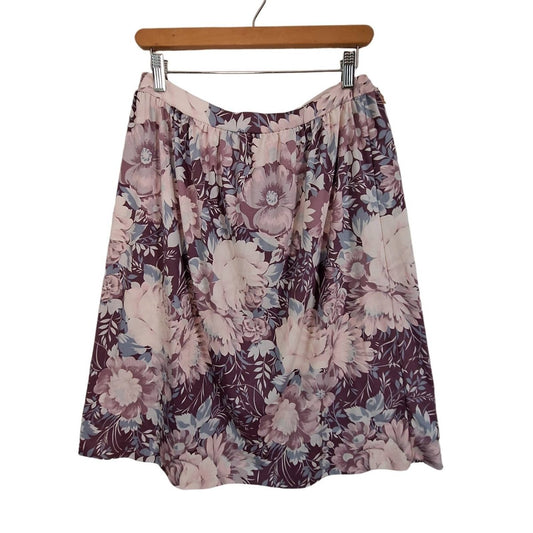 Vintage 70s/80s Mauve Rose Print Skirt Women's Size M/L/XL Waist 30" to 38" - themallvintage The Mall Vintage 1980s Capsule Fall Capslue