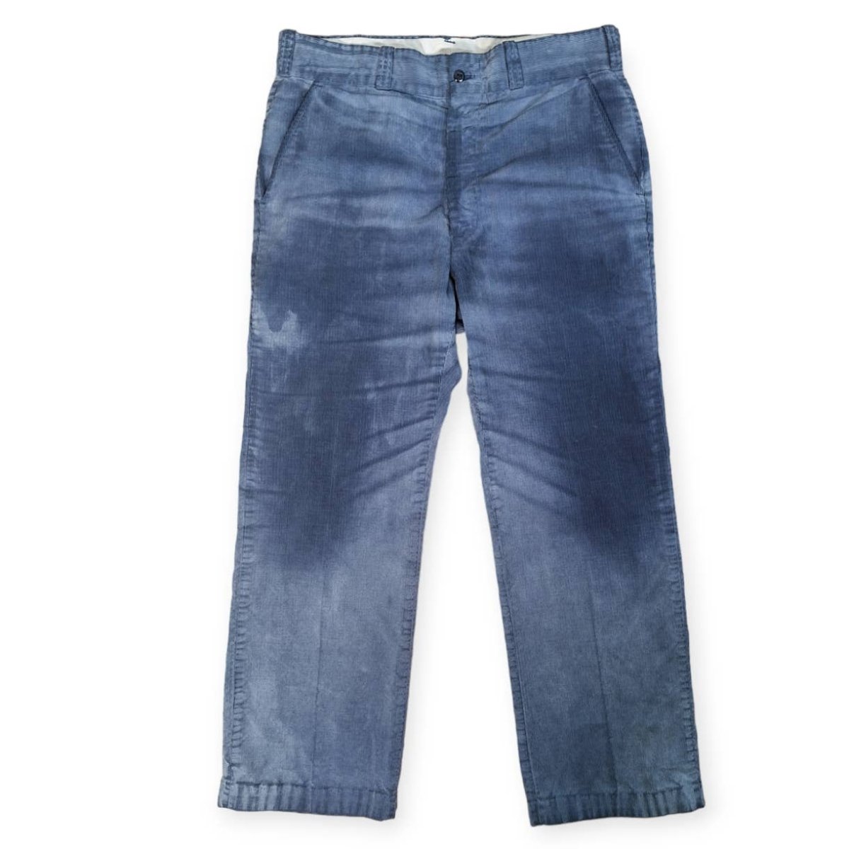 Vintage 80s Blue Destroyed Corduroy Work Pants Men's Size 36x28 - themallvintage The Mall Vintage