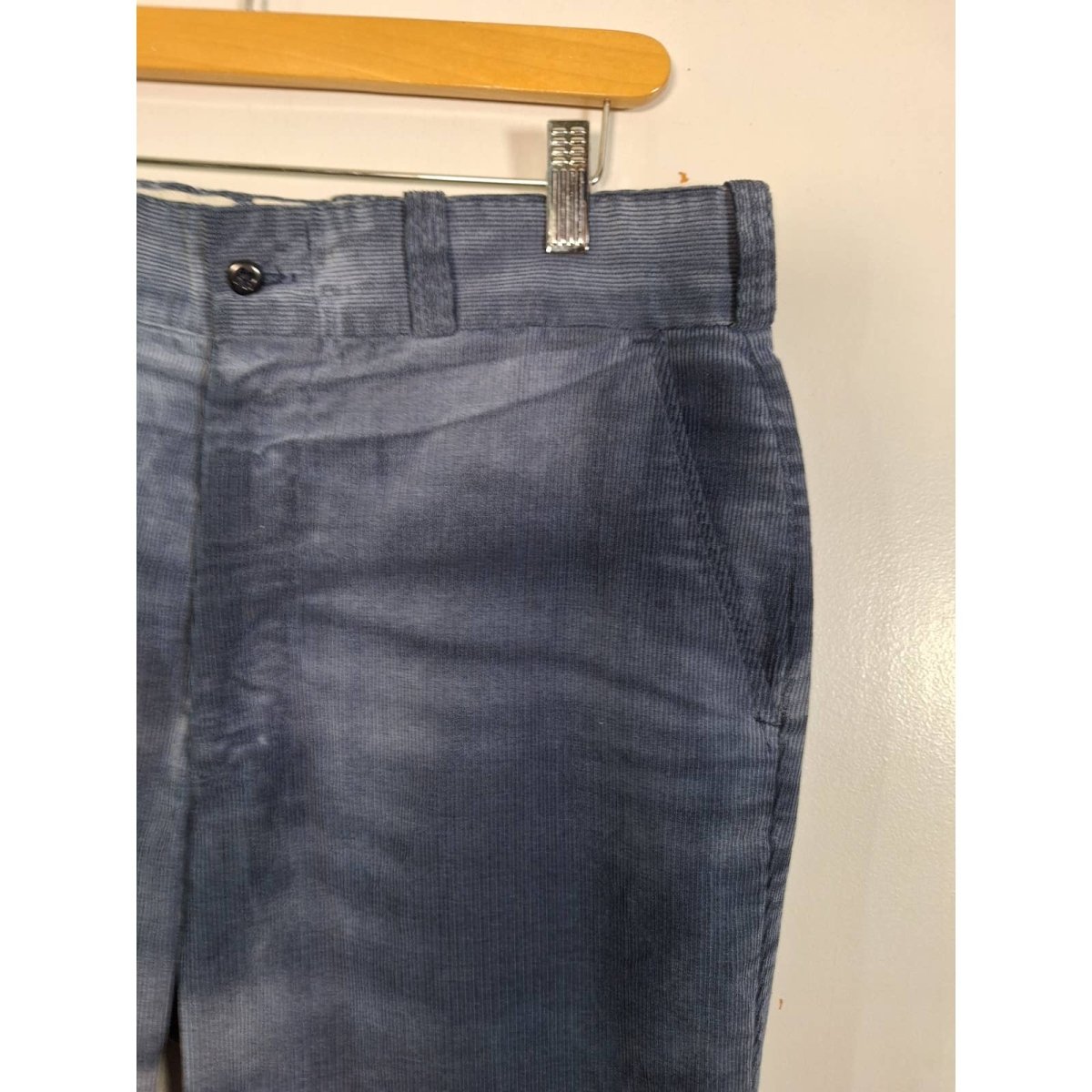 Vintage 80s Blue Destroyed Corduroy Work Pants Men's Size 36x28 - themallvintage The Mall Vintage