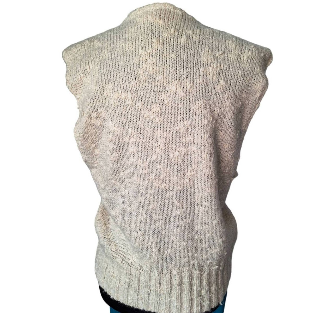 Vintage 80s Cream Wool/Mohair Marled Knit Sweater Vest Women's Size Medium - themallvintage The Mall Vintage