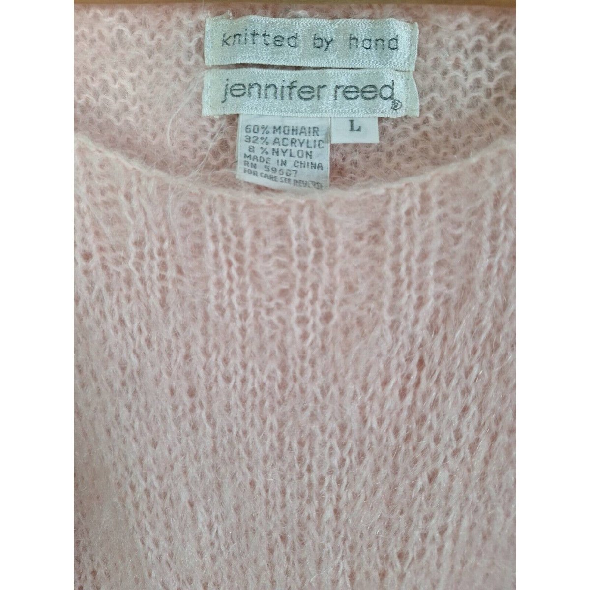Vintage 80s does 50s Baby Pink Mohair Blend Sweater Women's Size M/L - themallvintage The Mall Vintage