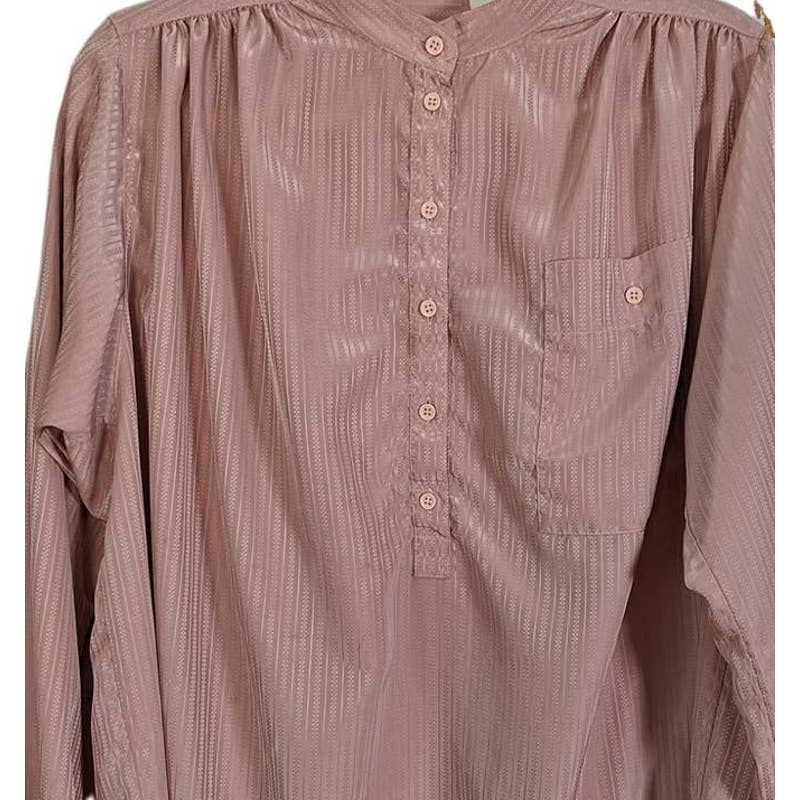 Vintage 80s Dusty Pink Band Collar Secretary Blouse Women's Size XL/1X 14 - themallvintage The Mall Vintage