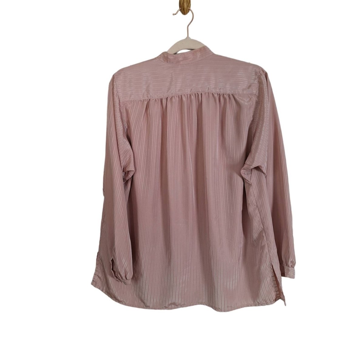 Vintage 80s Dusty Pink Band Collar Secretary Blouse Women's Size XL/1X 14 - themallvintage The Mall Vintage
