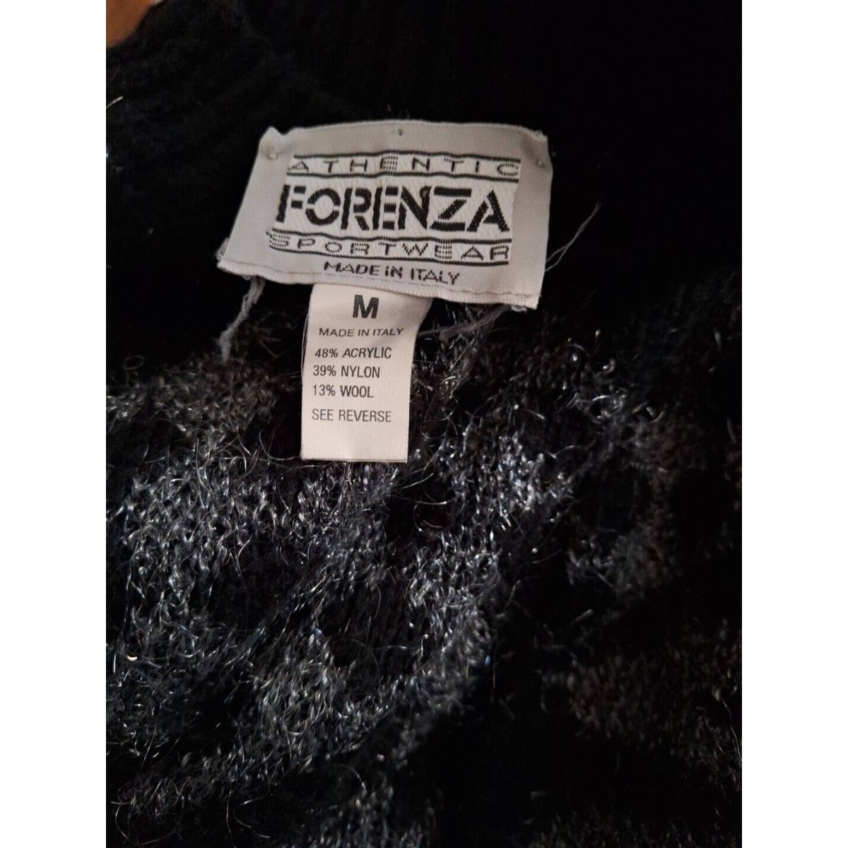 Vintage 80s Forenza Italy Geometric Slouchy Sweater Unisex Women Size Medium - themallvintage The Mall Vintage
