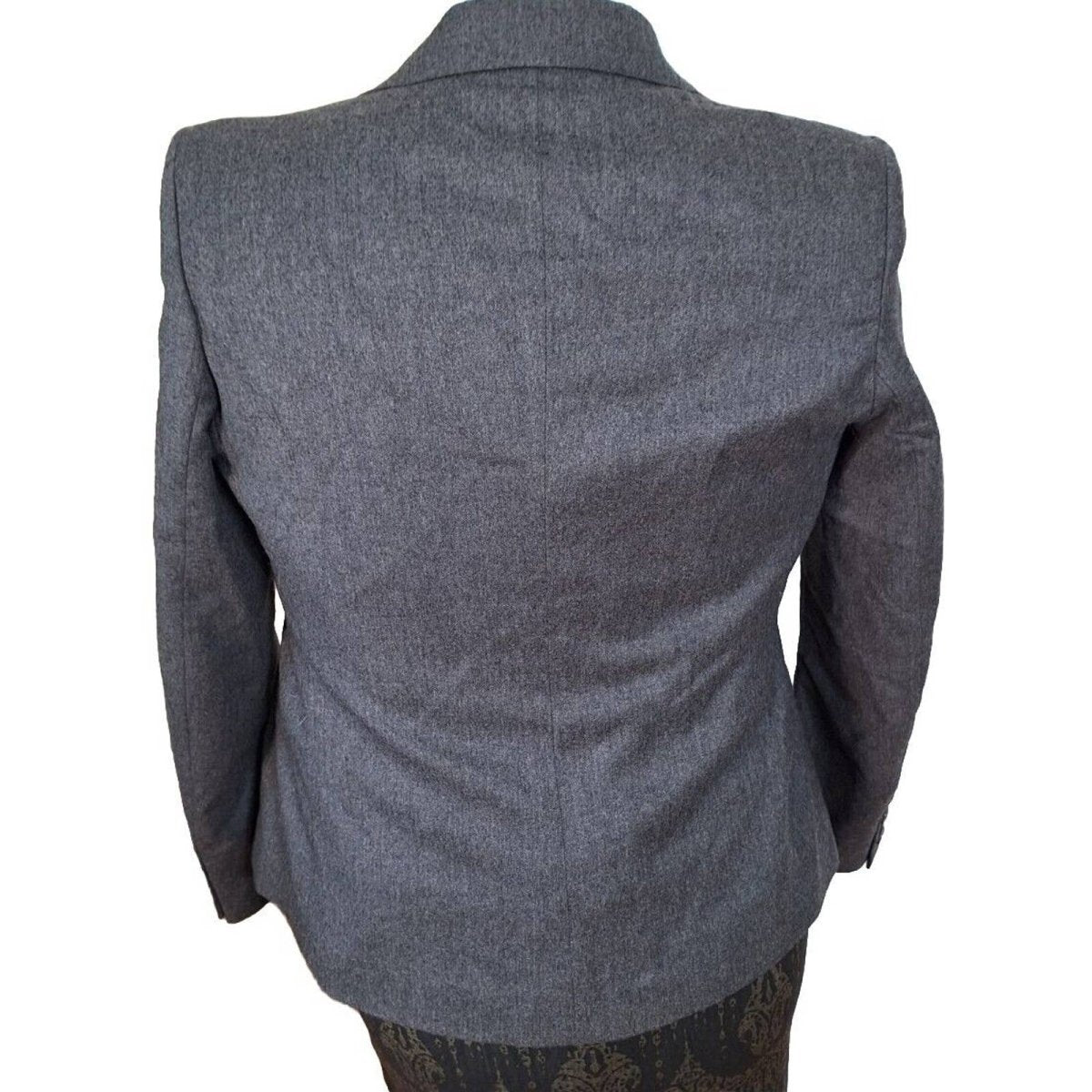 Vintage 80s Gray Wool Tailored Single Button Blazer Jacket Women's Size Medium 8/10 - themallvintage The Mall Vintage