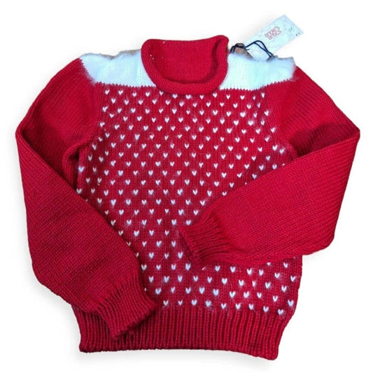 Vintage 80s Kids Heart Sweater Size 8/10 Angora, Puff Sleeves - themallvintage The Mall Vintage 1980s Kids Sale