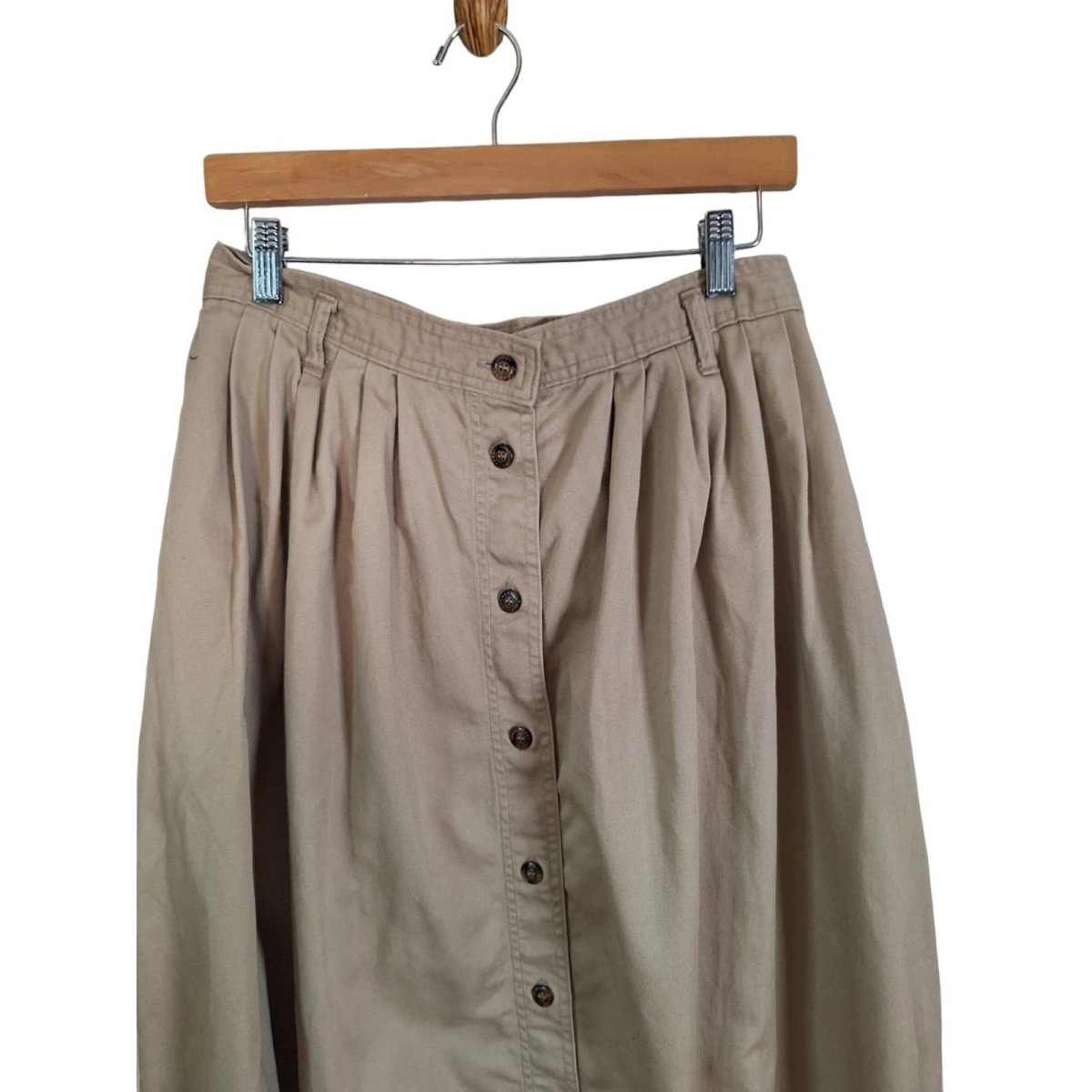 Vintage 80s Levi's Dockers Full Khaki Midi Skirt Women's Size M Waist 30" - themallvintage The Mall Vintage