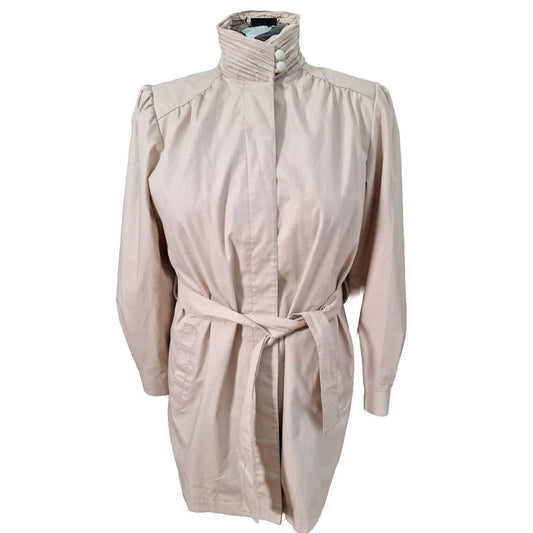 Vintage 80s Lightweight Puff Sleeve Trench Coat Women's Size 12 - themallvintage The Mall Vintage