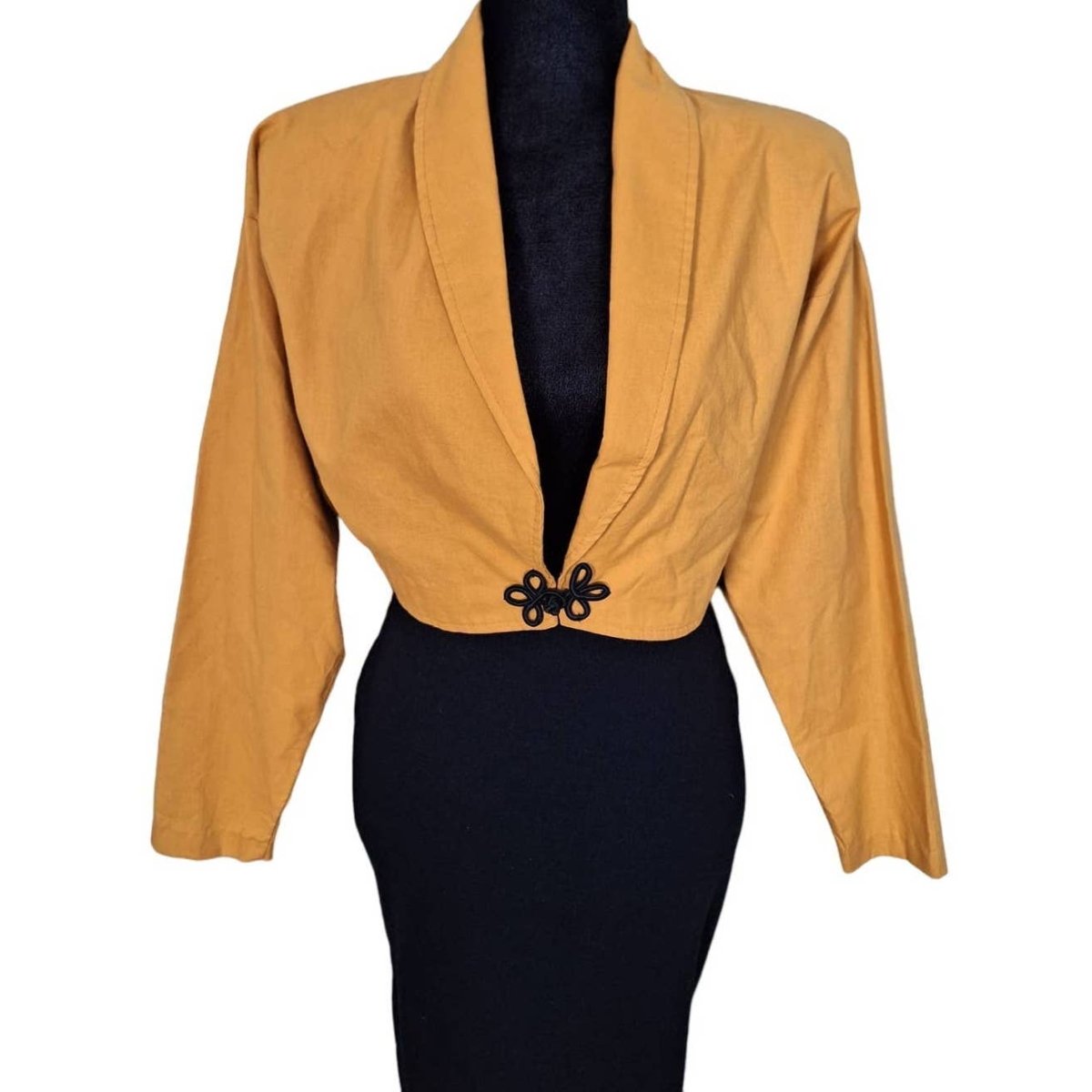 Vintage 80s Mustard Dolman Sleeve Cropped Jacket Size Medium - themallvintage The Mall Vintage