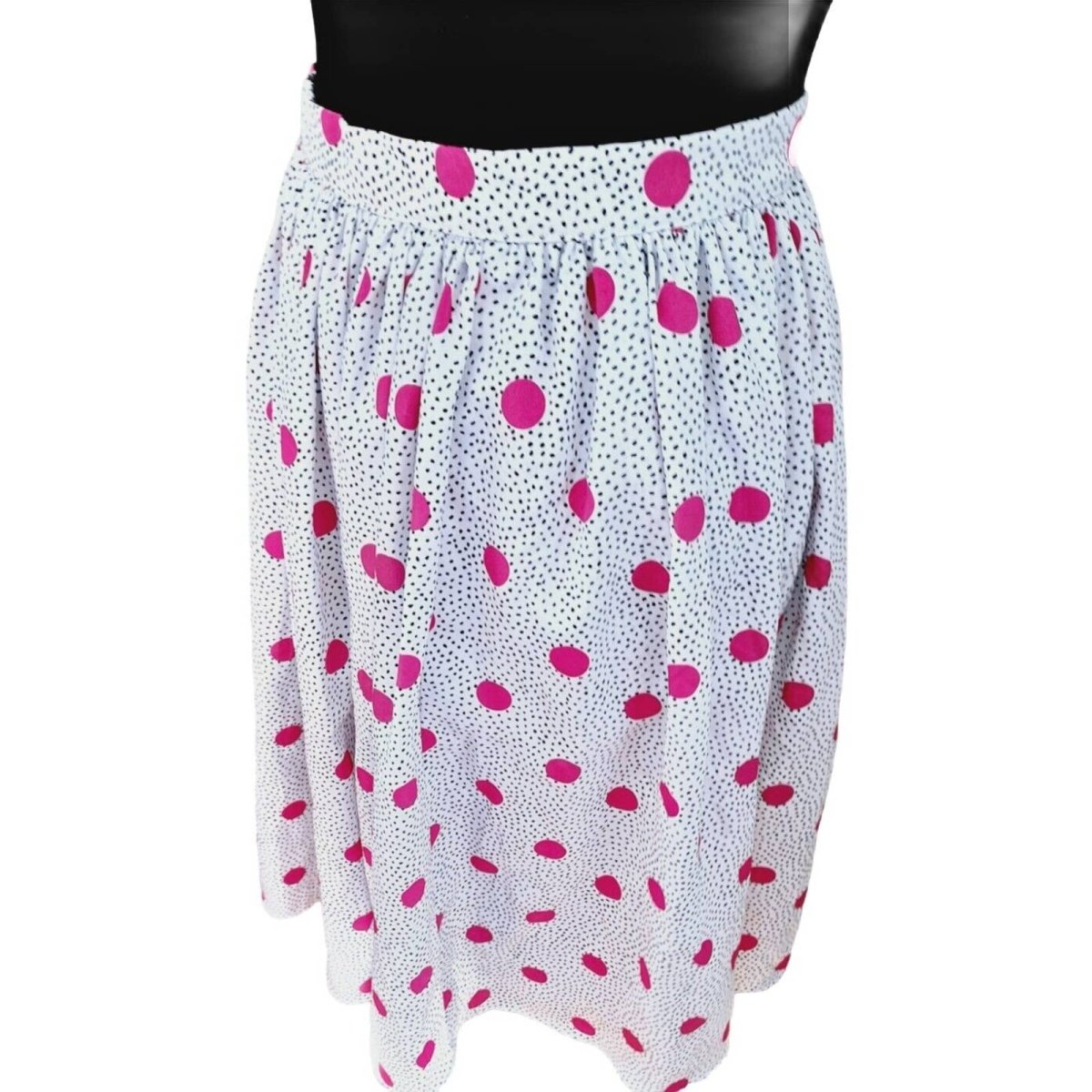 Vintage 80s Pink Polka Dot Skirt Size XS Waist 25" - themallvintage The Mall Vintage