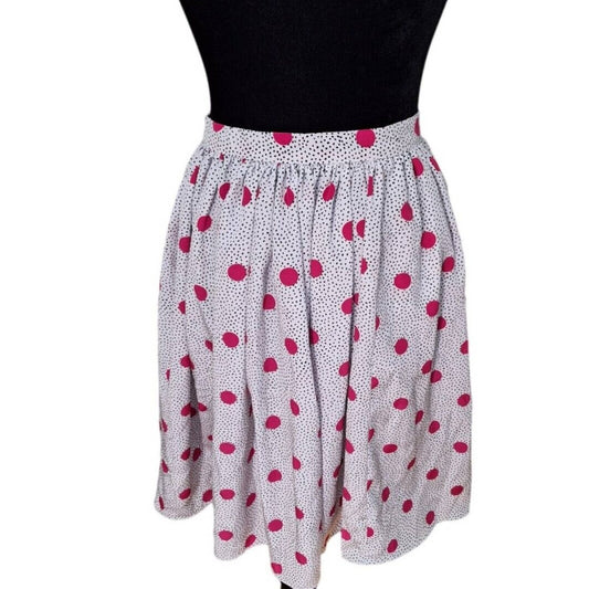 Vintage 80s Pink Polka Dot Skirt Size XS Waist 25" - themallvintage The Mall Vintage 1980s Skirts