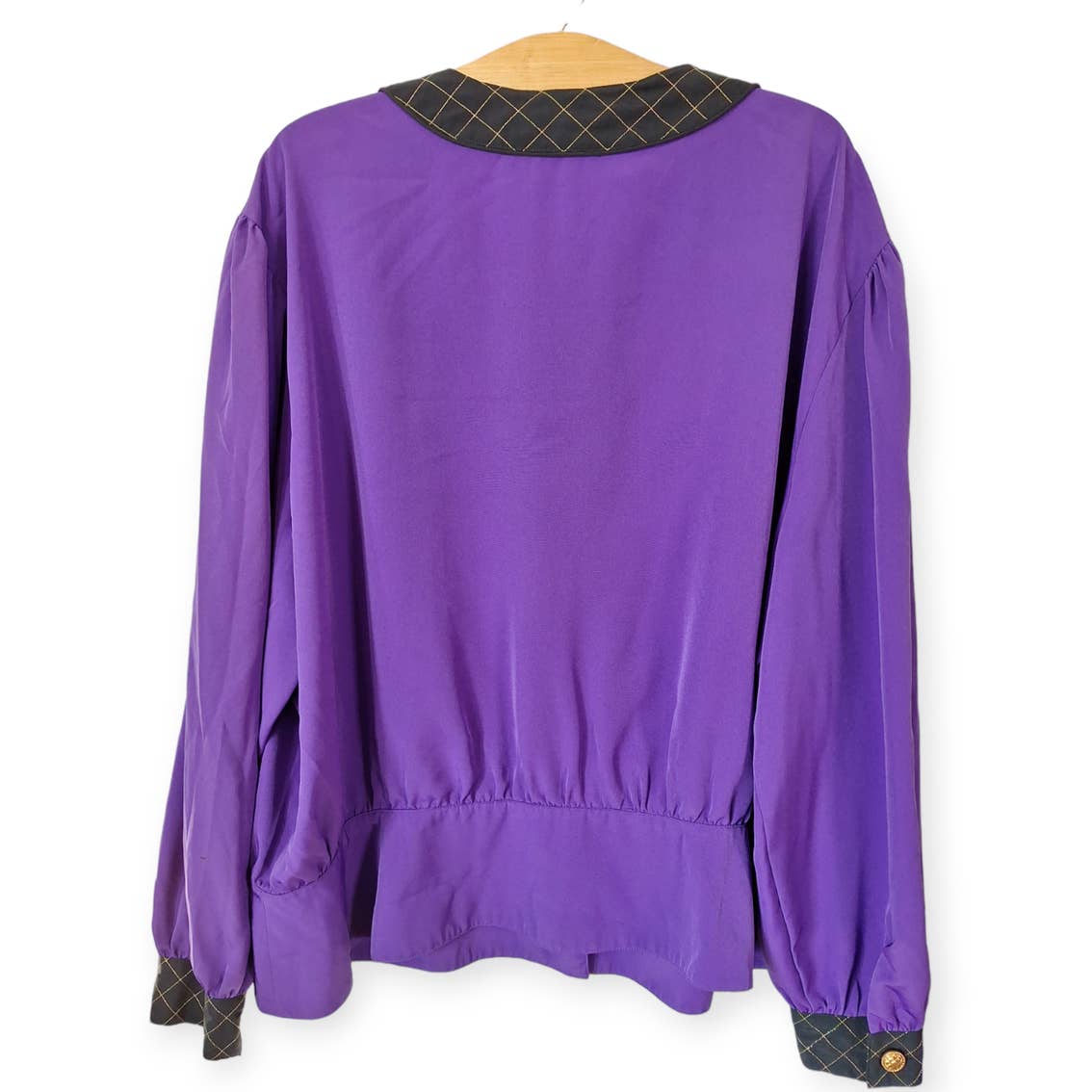 Vintage 80s Purple Balloon Sleeve Blouse Women Size 20/22 2X/3X AS IS - themallvintage The Mall Vintage