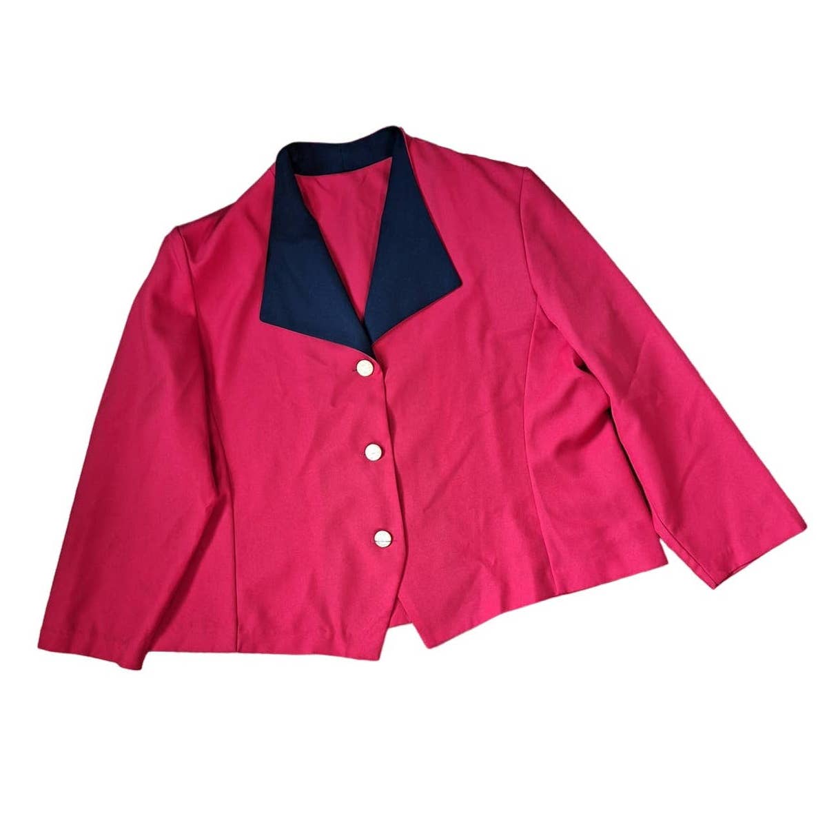 Vintage 80s Red Blazer with Black Collar Size 22 2X/3X - themallvintage The Mall Vintage