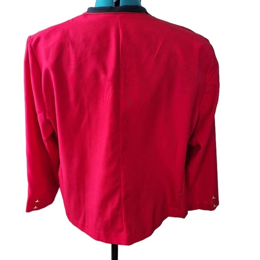 Vintage 80s Red Blazer with Black Collar Size 22 2X/3X - themallvintage The Mall Vintage