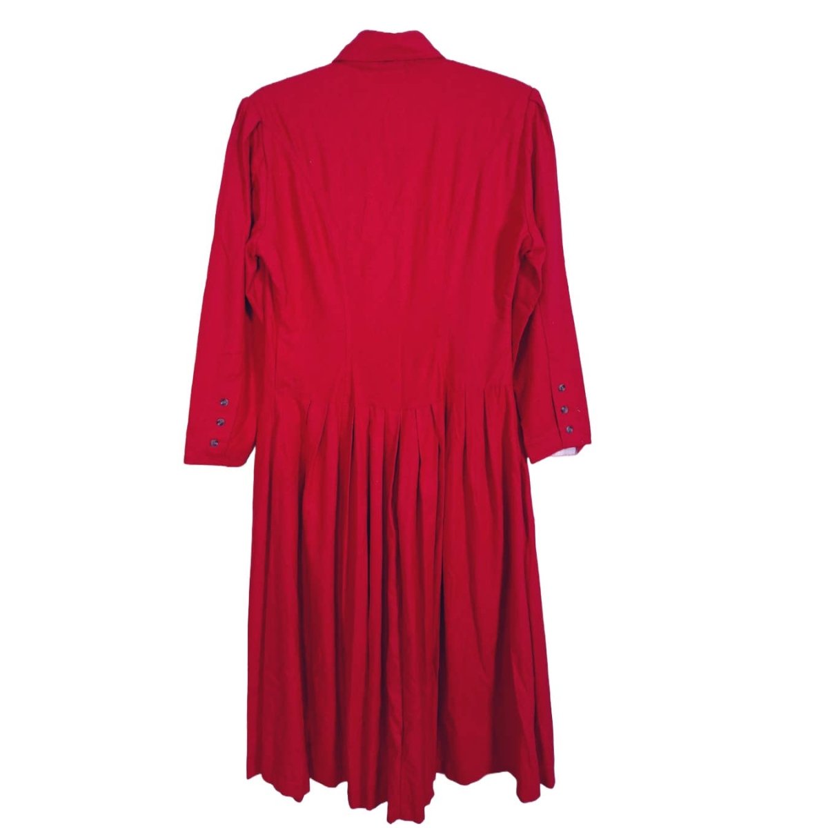 Vintage 80s Red Raw Silk Drop Waist Midi Shirt Dress Women's Size 6 Medium - themallvintage The Mall Vintage
