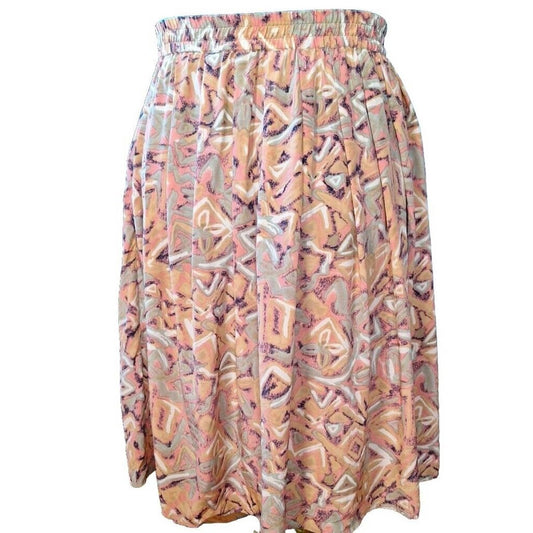 Vintage 80s Silk Abstract Print Skirt Women Size 14 - themallvintage The Mall Vintage 1980s Capsule Silk