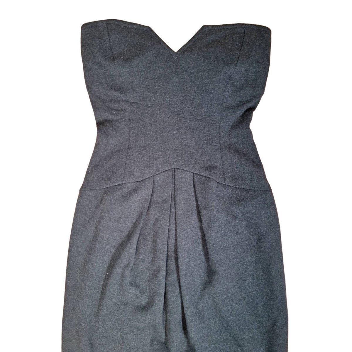 Vintage 80s Wool Charcoal Gray Strapless Party Dress Women's Size Medium 6/8 - themallvintage The Mall Vintage