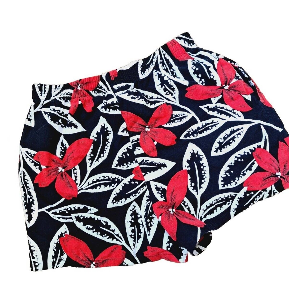 Vintage 80s/90s Black Red Floral Shorts Size Medium - themallvintage The Mall Vintage