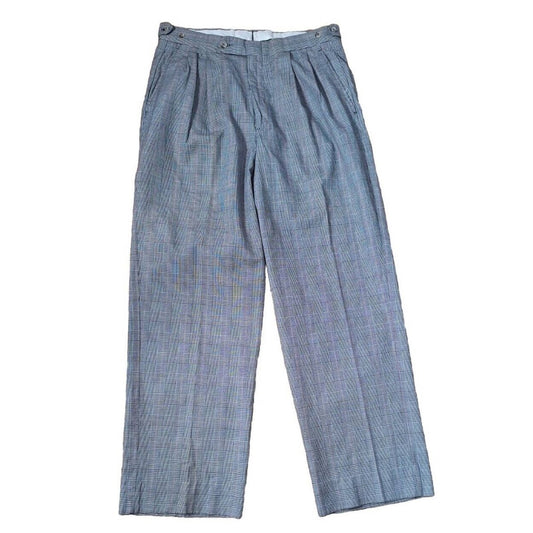 Vintage 80s/90s Cotton Plaid Pleated Pants Men's Size 34x30 - themallvintage The Mall Vintage