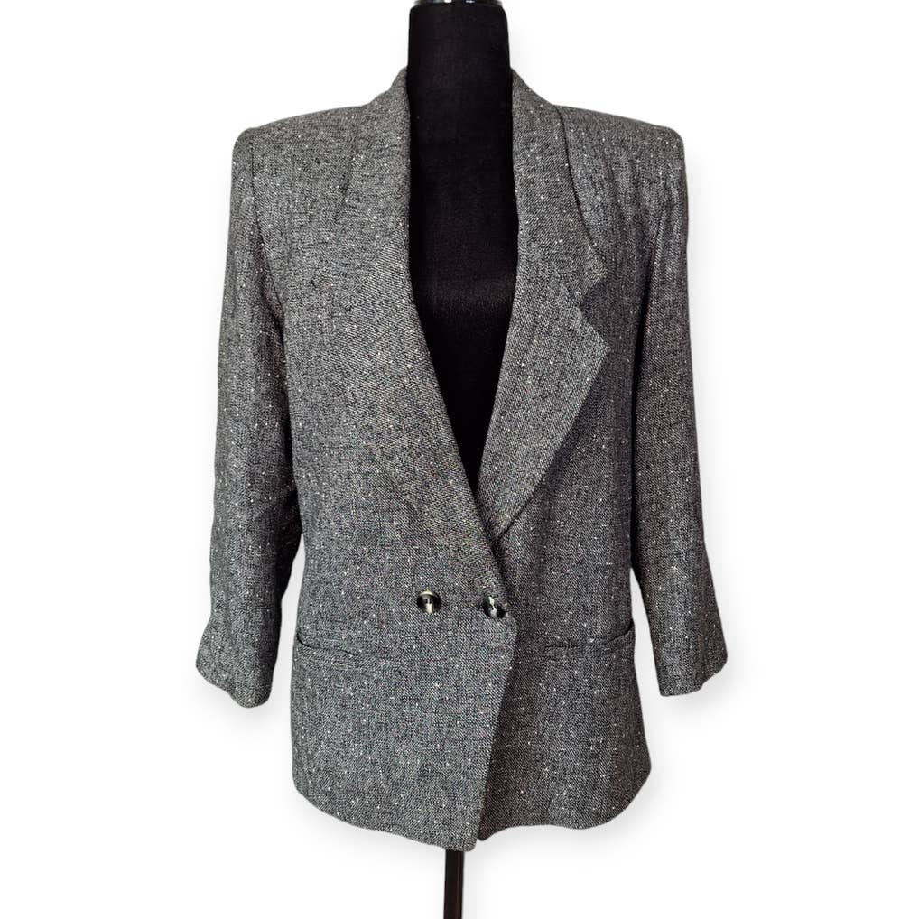 Vintage 80s/90s Drop Waost Speckled Knit Blazer Women's Size S/M 4/6 - themallvintage The Mall Vintage
