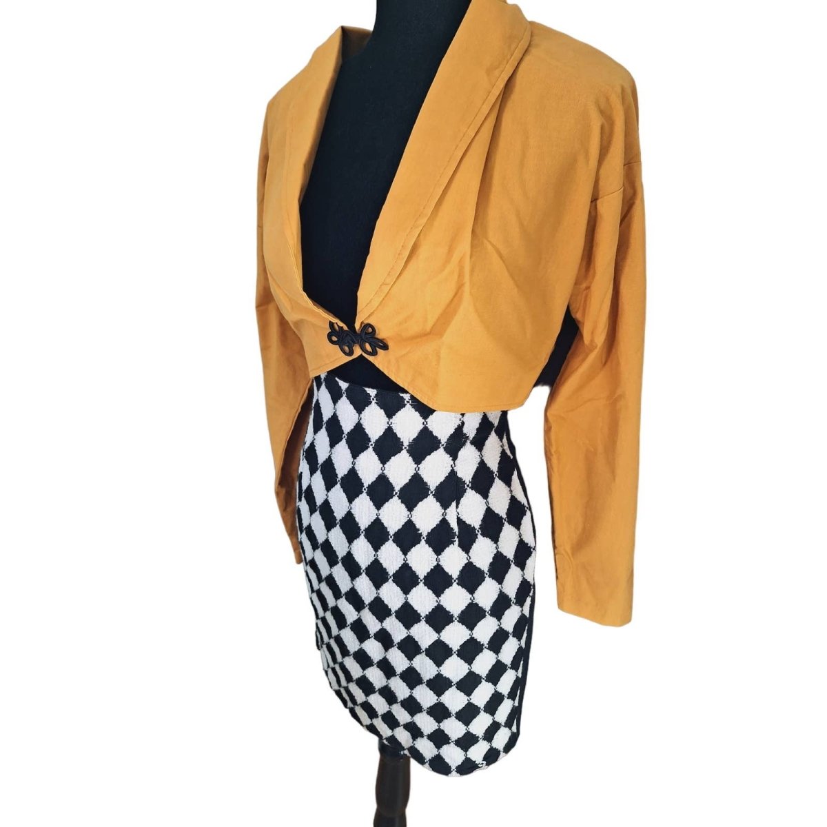 Vintage 80s/90s Harlequin Mini Skirt Size 4 Waist 26" - themallvintage The Mall Vintage 1980s 1990s Fall Capsule