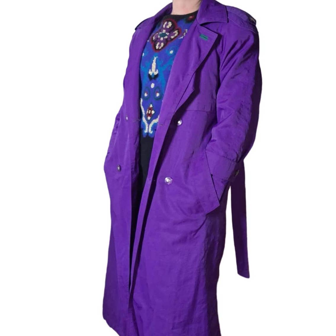 Vintage 80s/90s Purple Nylon Overcoat Women's Size 4 Petite Small - themallvintage The Mall Vintage