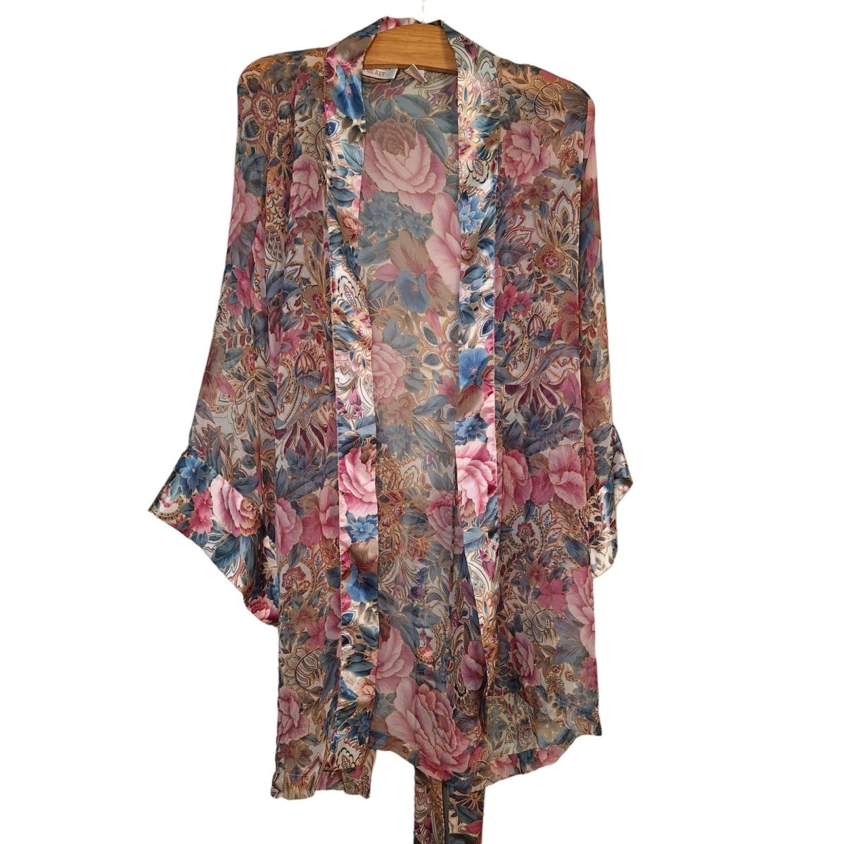 Vintage 80s/90s VS Sheer Rose Floral Robe Women Size Small to Large - themallvintage The Mall Vintage