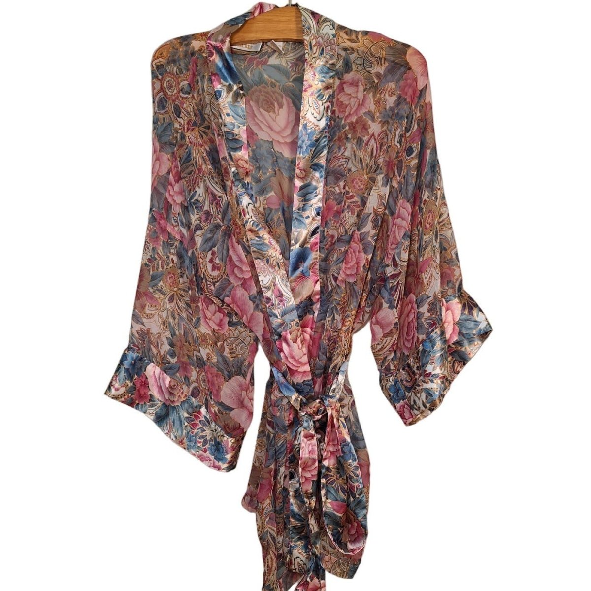 Vintage 80s/90s VS Sheer Rose Floral Robe Women Size Small to Large - themallvintage The Mall Vintage