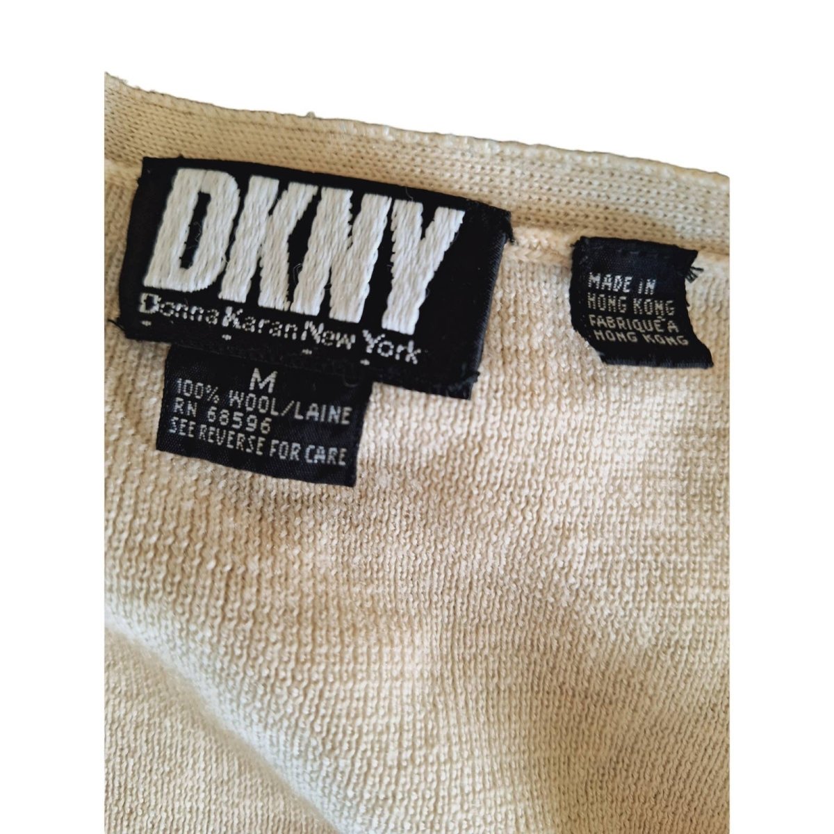 Vintage 90s DKNY Cream Wool Sweater Vest Size Medium - themallvintage The Mall Vintage