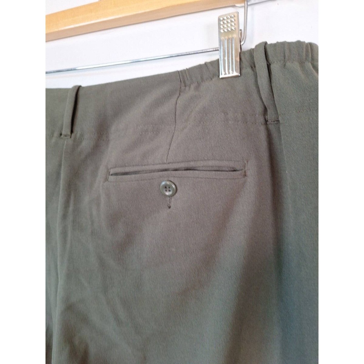 Vintage 90s Olive Green Stretch Trousers Women's Size 16WP - themallvintage The Mall Vintage