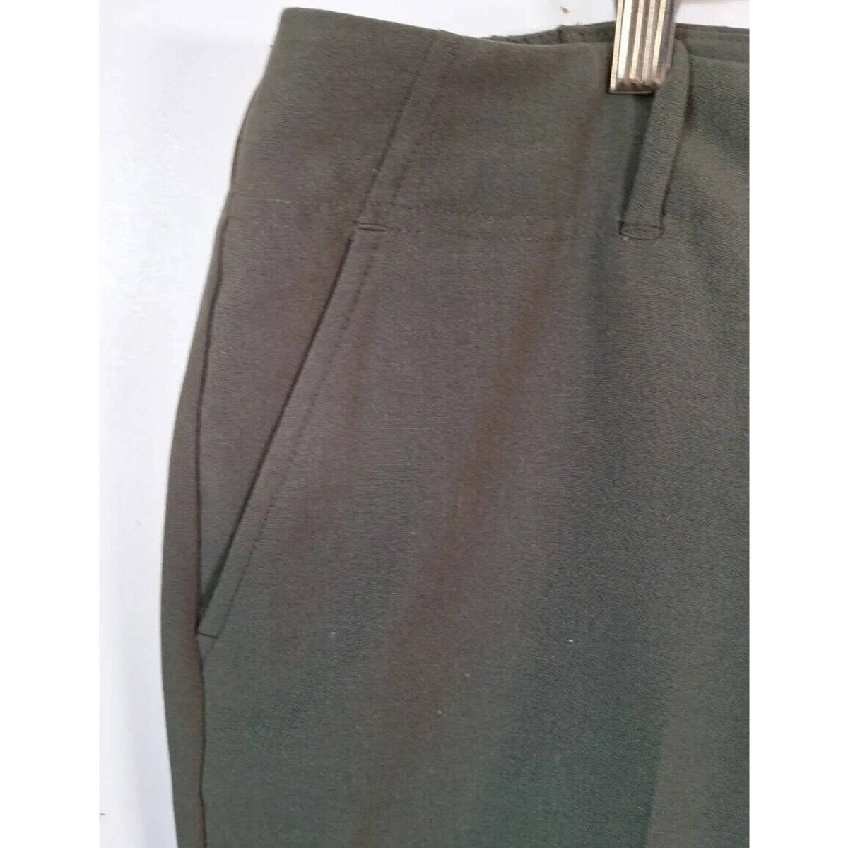 Vintage 90s Olive Green Stretch Trousers Women's Size 16WP - themallvintage The Mall Vintage