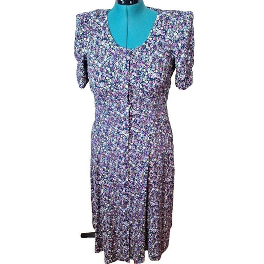 Vintage 90s Purple Floral Grunge Maxi Dress Women Size M/L - themallvintage The Mall Vintage