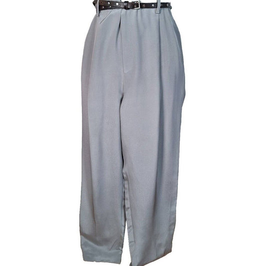 Vintage 90s Slate Silver 100% Silk Pants Women's Size 29x28 Petite Medium - themallvintage The Mall Vintage 1990s Business Casual Capsule