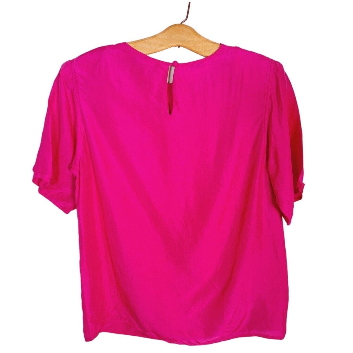 Vintage All Silk Boxy Hot Pink Blouse Women Size Medium AS IS - themallvintage The Mall Vintage
