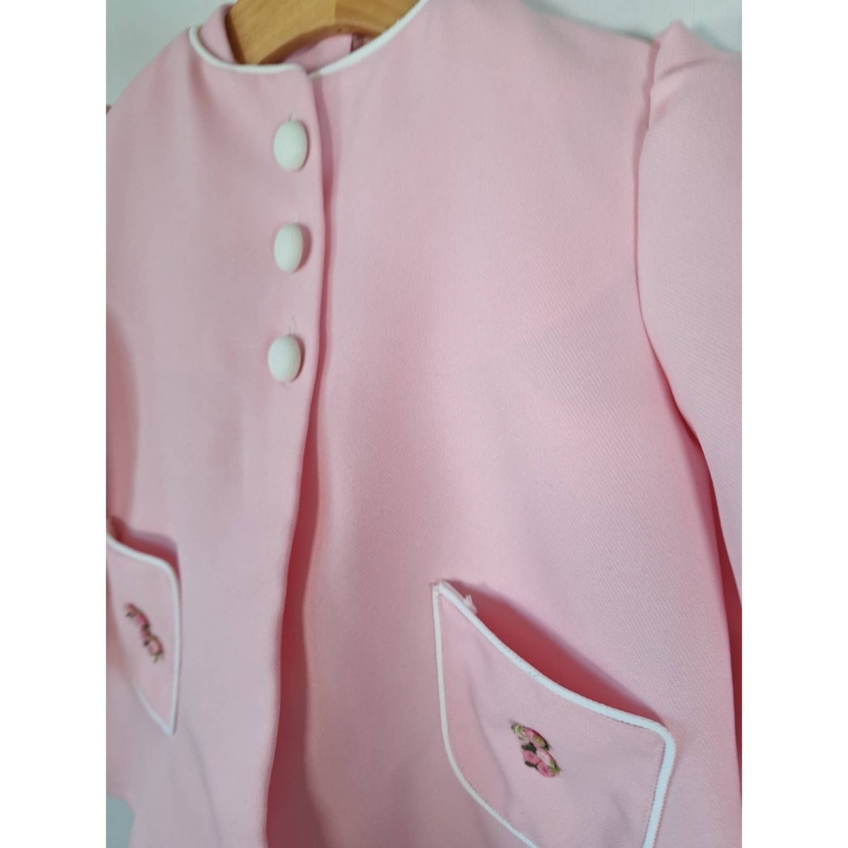 Vintage Girls 70s Pink Dress & Jacket Set Chest 24" Length 17" Toddler 2-3T - themallvintage The Mall Vintage