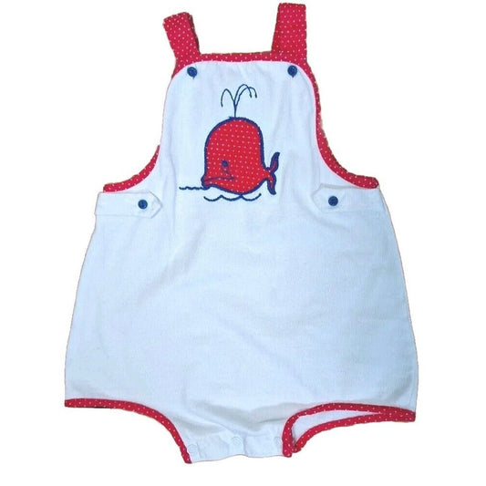 Vintage Nautical Whale Baby Romper Unisex Infant Size 24 months - themallvintage The Mall Vintage 1980s Kids New Arrival