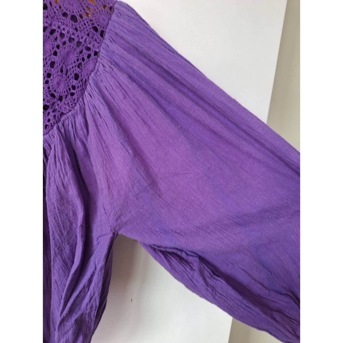 Vintage Purple Cotton Gauze Boho Skirt Cropped Blouse Set Women's Size L/1X 16/18 - themallvintage The Mall Vintage