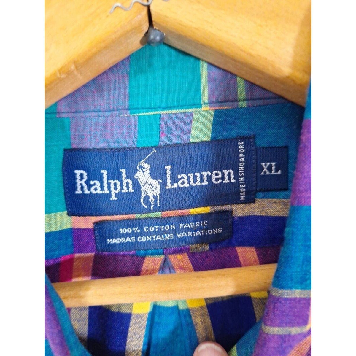Vintage Ralph Lauren Madras Plaid Cotton Button Down Shirt Men Size XL - themallvintage The Mall Vintage